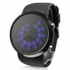 Unisex Wrist Watch with Blue LED Roll Ball Style Display and Black Silicone Band OEM UWWBLRBSDBSB